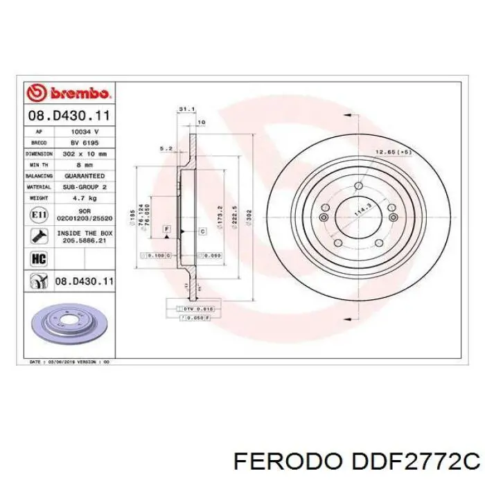 DDF2772C Ferodo disco de freno trasero