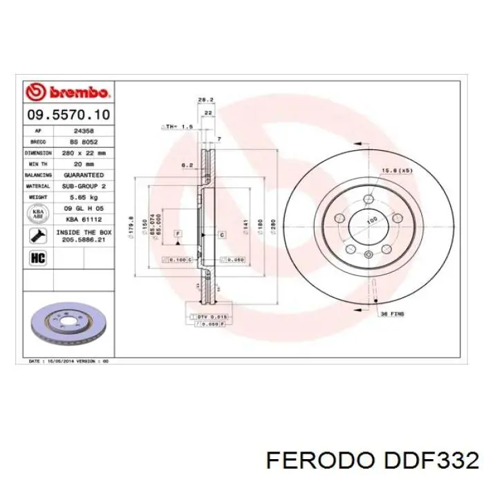 DDF332 Ferodo disco de freno delantero