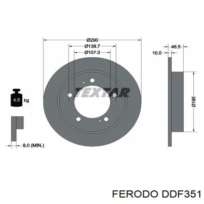 DDF351 Ferodo disco de freno delantero