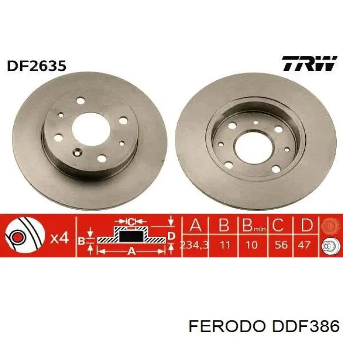 DDF386 Ferodo disco de freno delantero