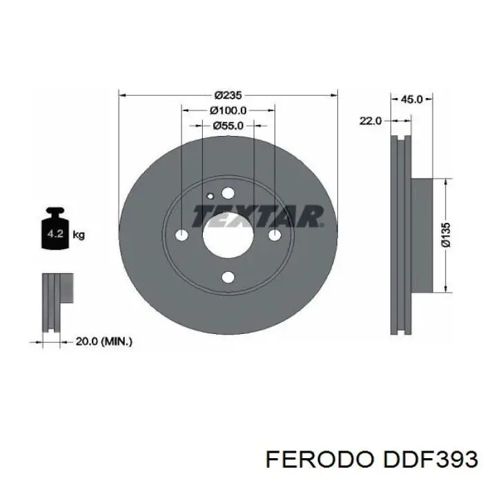 DDF393 Ferodo disco de freno delantero
