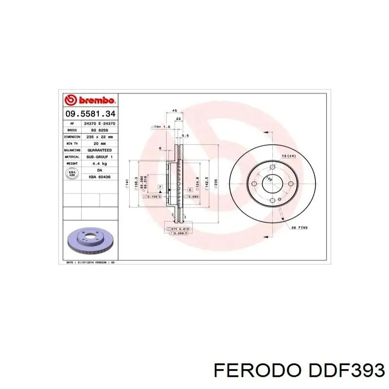 Freno de disco delantero Mazda 323 BG