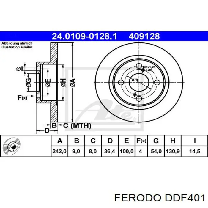 Disco de freno trasero Toyota Corolla E8
