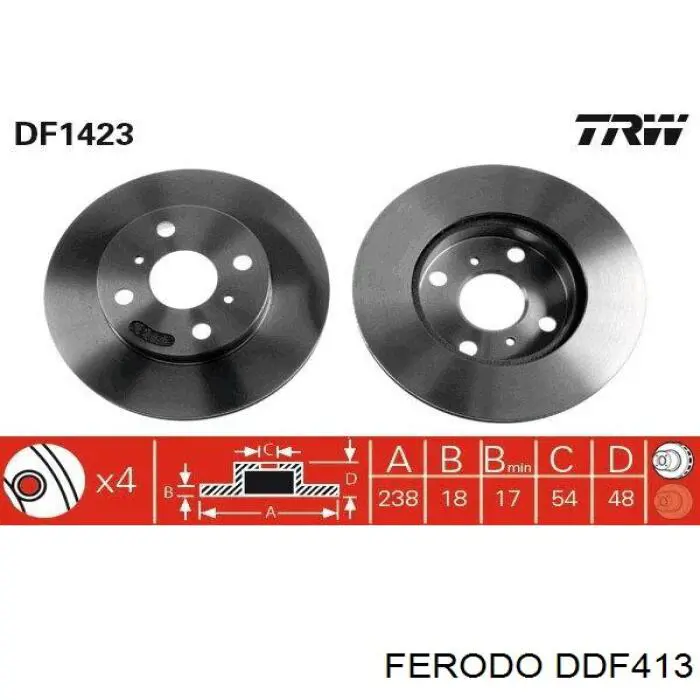 DDF413 Ferodo disco de freno delantero