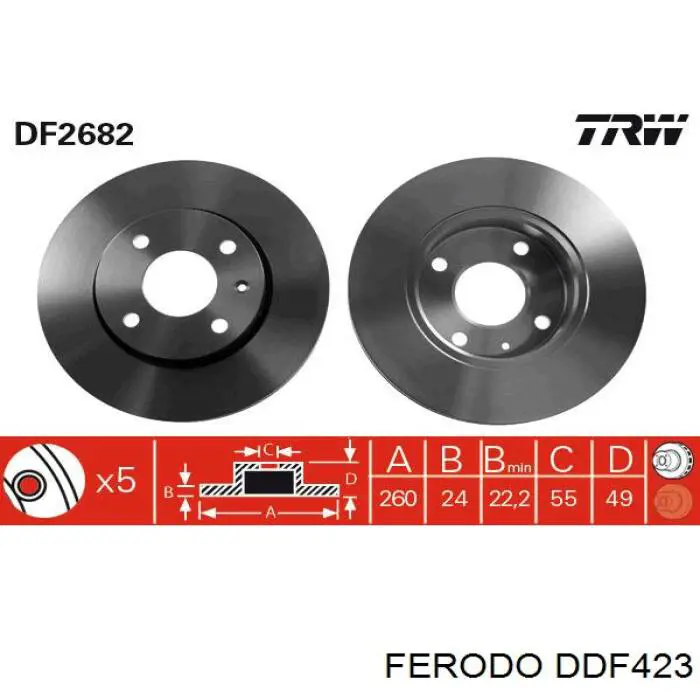 DDF423 Ferodo disco de freno delantero