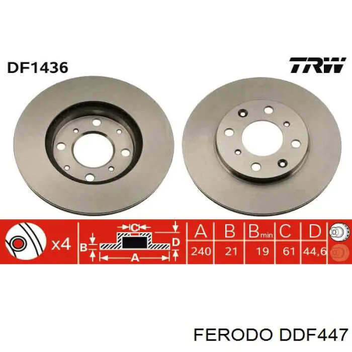 DDF447 Ferodo disco de freno delantero