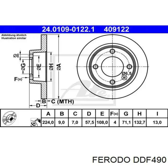 DDF490 Ferodo disco de freno trasero