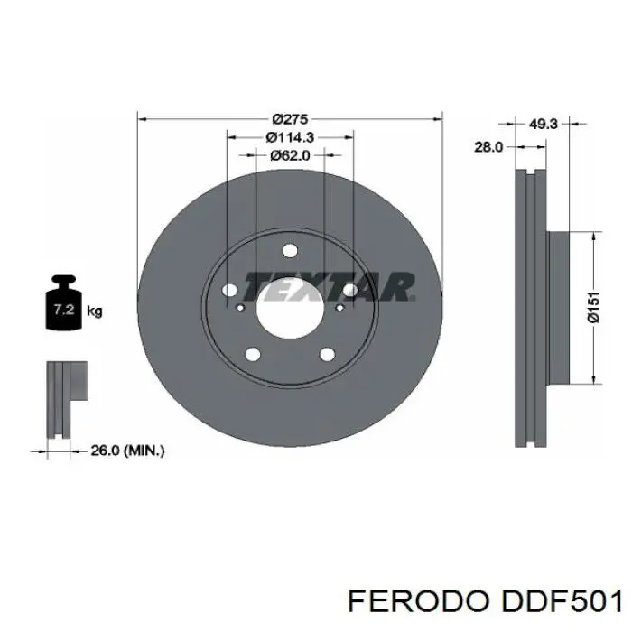DDF501 Ferodo disco de freno delantero