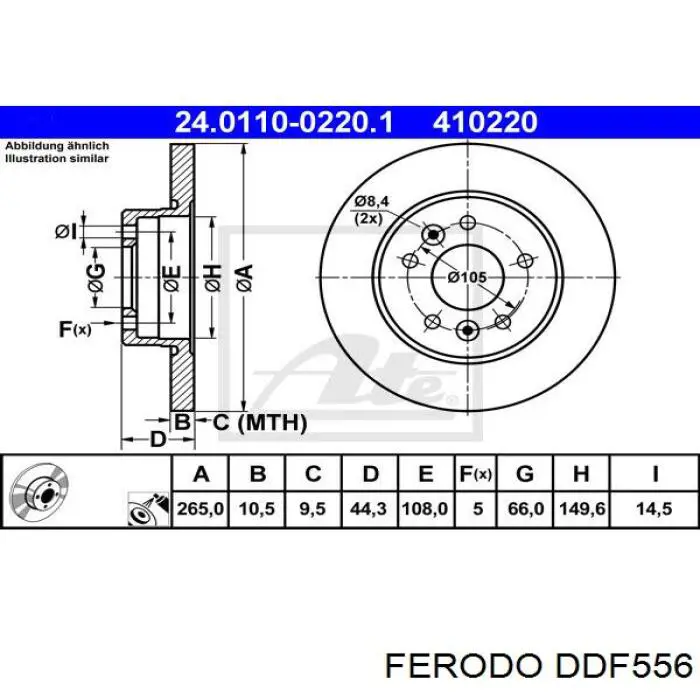 DDF556 Ferodo disco de freno trasero
