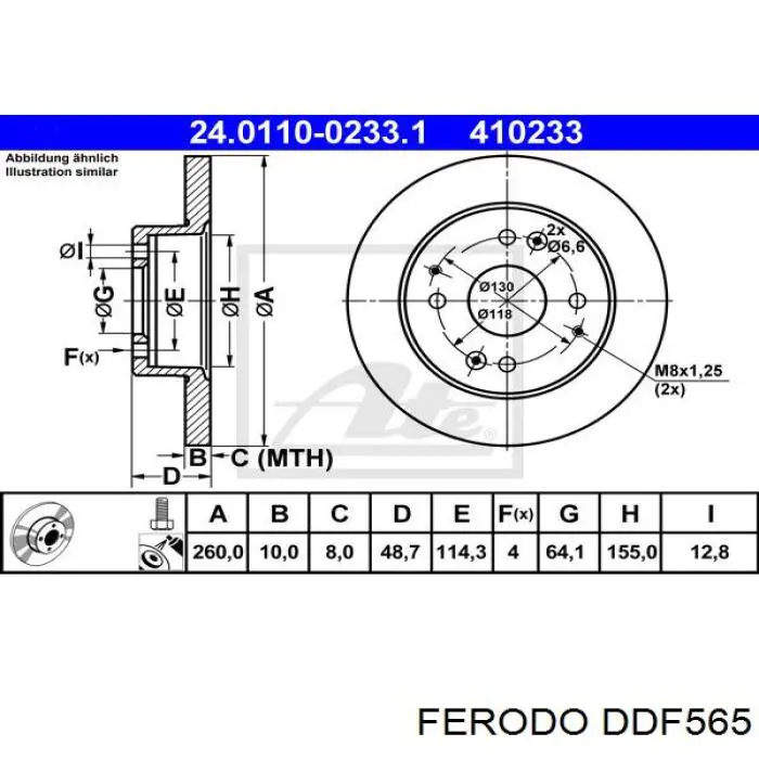 DDF565 Ferodo disco de freno trasero