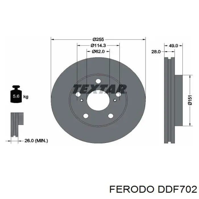 DDF702 Ferodo disco de freno delantero