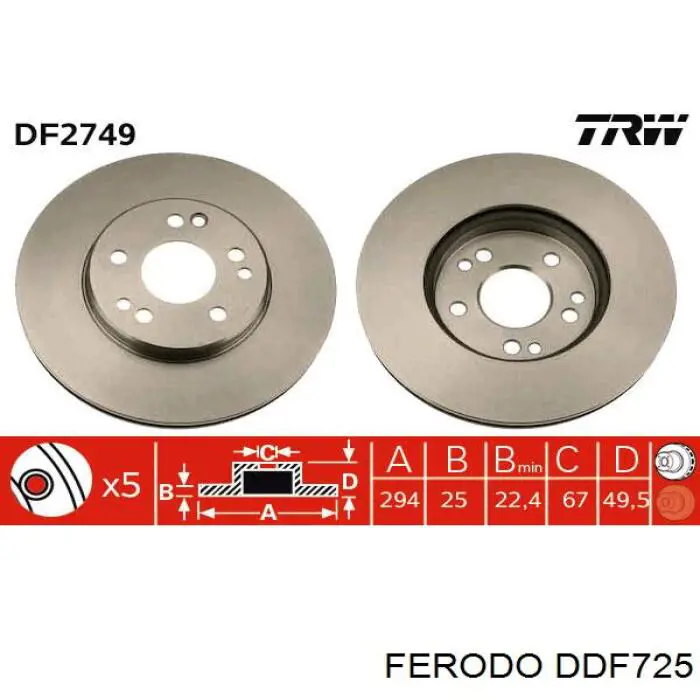 DDF725 Ferodo disco de freno delantero