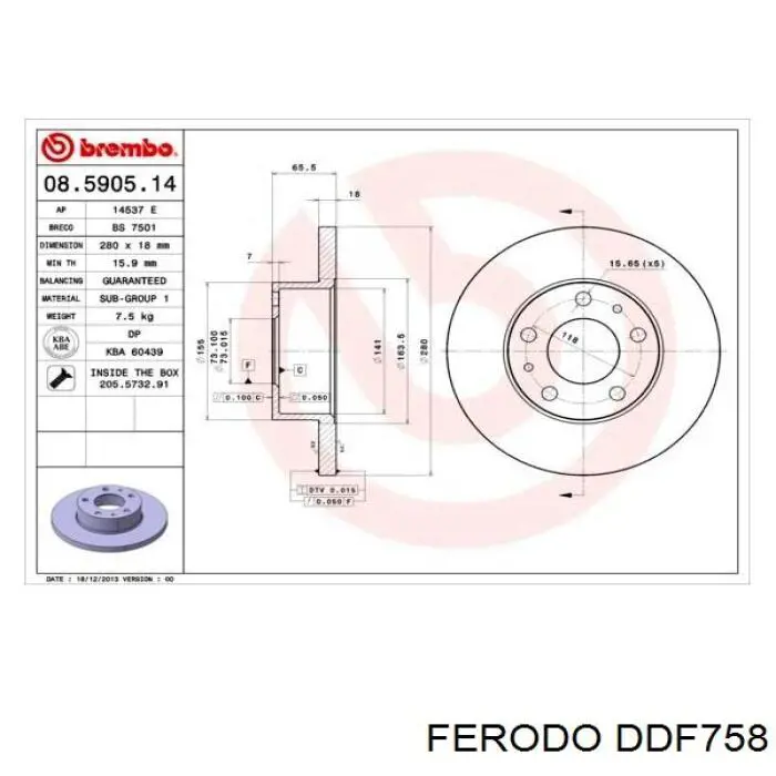 DDF758 Ferodo disco de freno delantero
