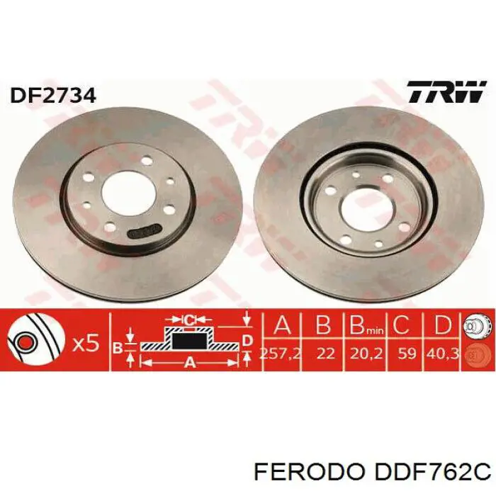 DDF762C Ferodo freno de disco delantero