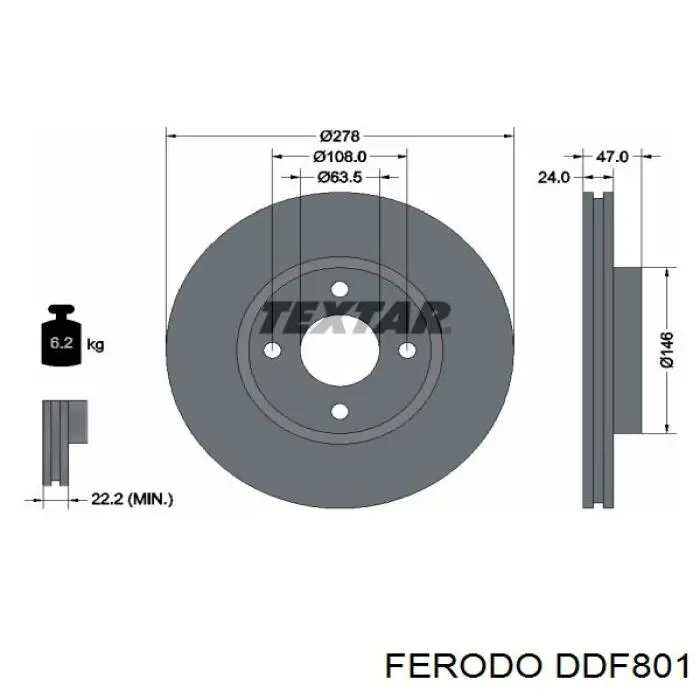 DDF801 Ferodo disco de freno delantero