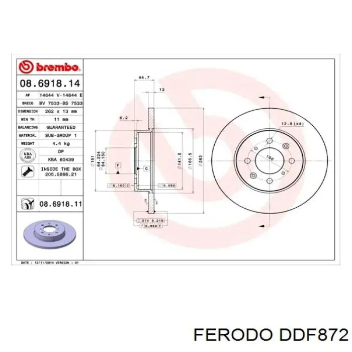 DDF872 Ferodo disco de freno delantero