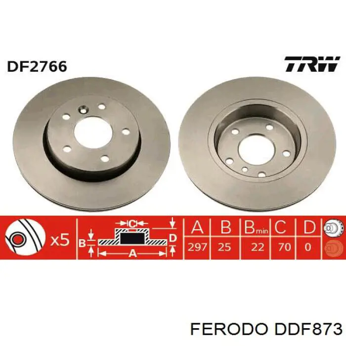 DDF873 Ferodo disco de freno delantero