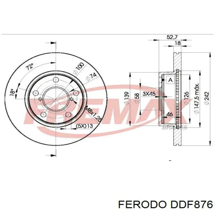 DDF876 Ferodo disco de freno delantero