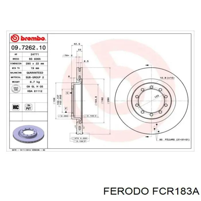 FCR183A Ferodo freno de disco delantero