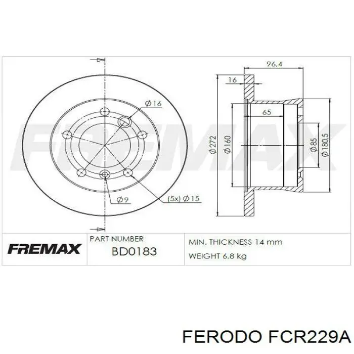 Comprar FCR229A Ferodo Disco de freno trasero