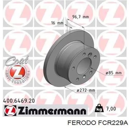 FCR229A Ferodo Freno de disco trasero