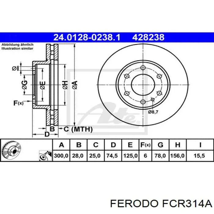 FCR314A Ferodo disco de freno delantero