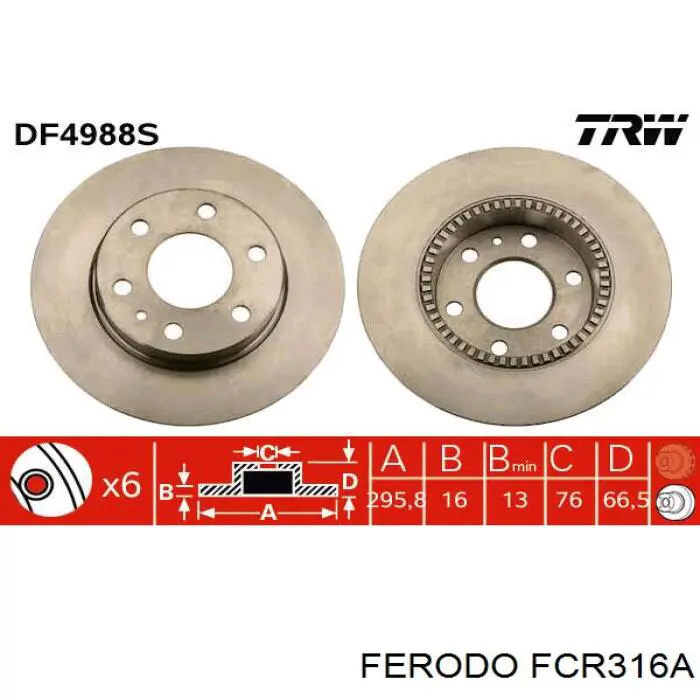 FCR316A Ferodo disco de freno trasero