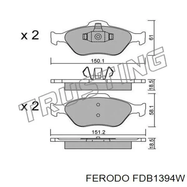 FDB1394W Ferodo pastillas de freno delanteras