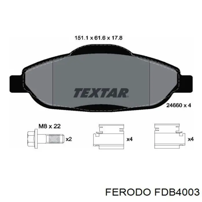 Pastillas de freno FDB4003 Ferodo