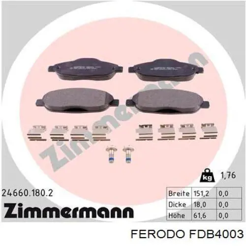 Pastillas de freno delanteras Ferodo FDB4003