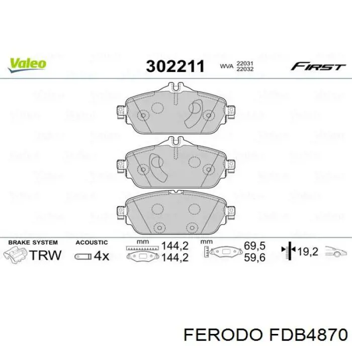 Pastillas de freno FDB4870 Ferodo
