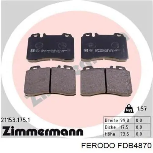 Comprar FDB4870 Ferodo Pastillas delanteras de freno