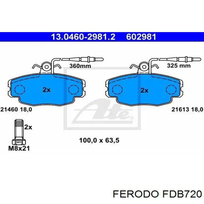 FDB720 Ferodo pastillas de freno delanteras