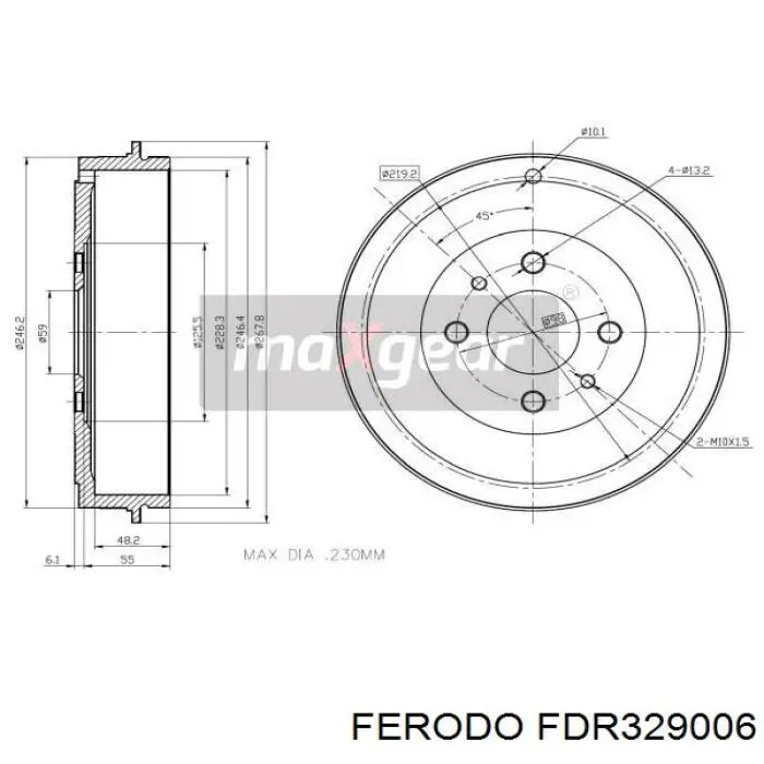 Freno de tambor trasero FERODO FDR329006