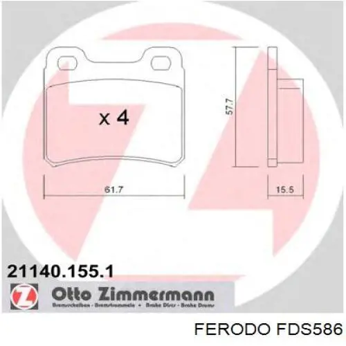 FDS586 Ferodo pastillas de freno traseras