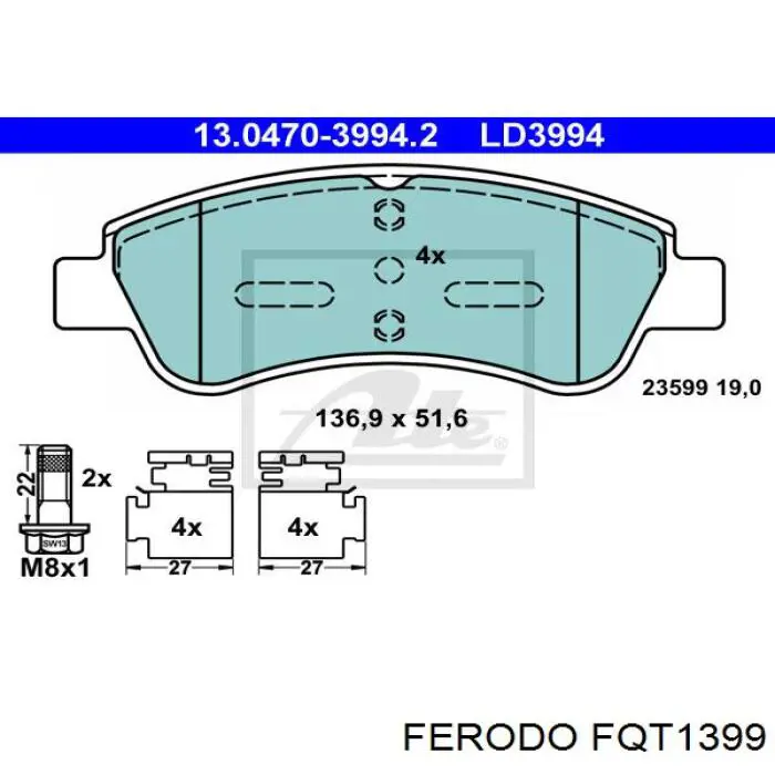 FQT1399 Ferodo pastillas de freno delanteras