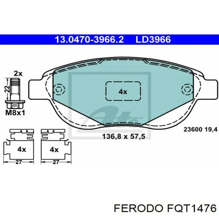 Pastillas de freno delanteras Citroen C3 1 FC