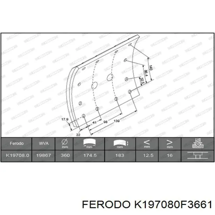 K197080F3661 Ferodo zapatas de frenos de tambor traseras