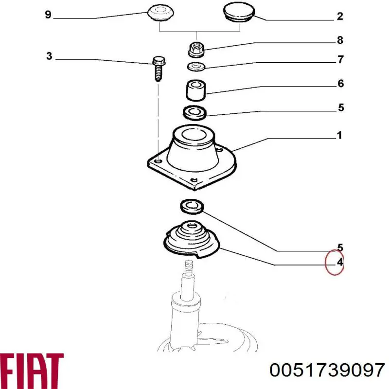 0051739097 Fiat/Alfa/Lancia copa de soporte de resorte superior