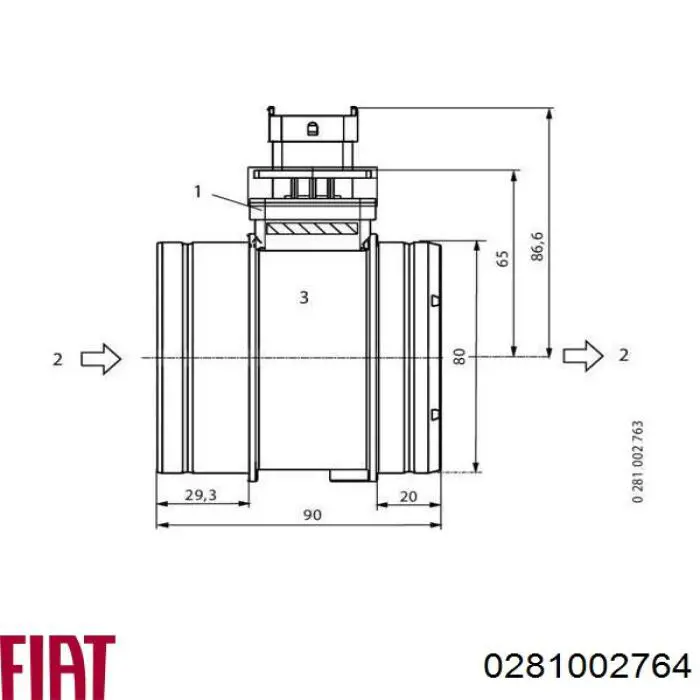 Comprar 0281002764 Fiat/Alfa/Lancia Sensor de masa de aire