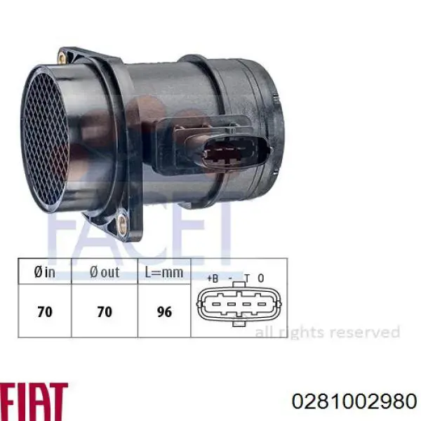 0281002980 Fiat/Alfa/Lancia Sensor de flujo de aire