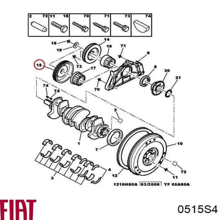 0515S4 Fiat/Alfa/Lancia polea, cigüeñal