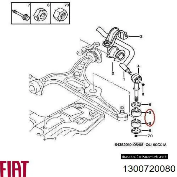 1300720080 Fiat/Alfa/Lancia Casquillo de bieleta estabilizadora delantera