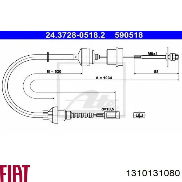 1310131080 Fiat/Alfa/Lancia cable de embrague