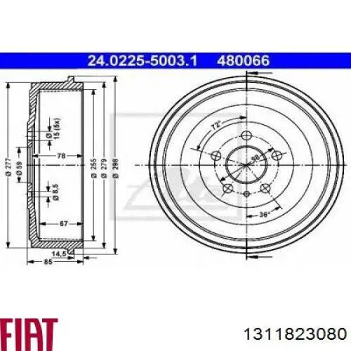 Tambor de freno trasero Fiat/Alfa/Lancia 1311823080 precio, desde 63,89 EUR