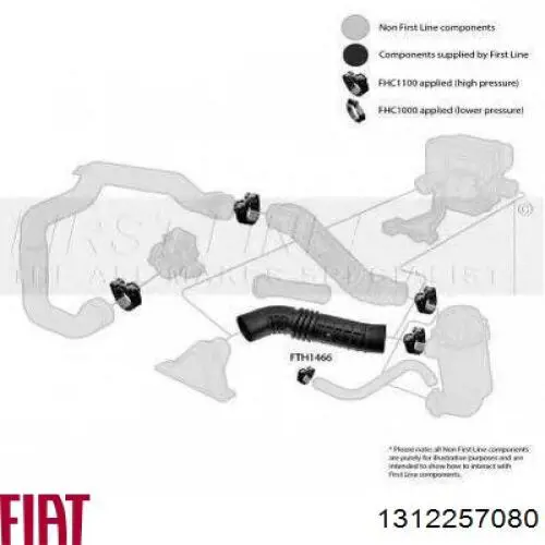 1312257080 Fiat/Alfa/Lancia tubo flexible de aspiración, entrada del filtro de aire