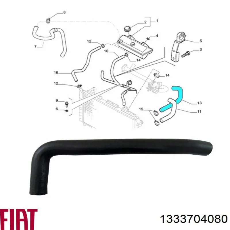 1333704080 Fiat/Alfa/Lancia Manguera superior del radiador