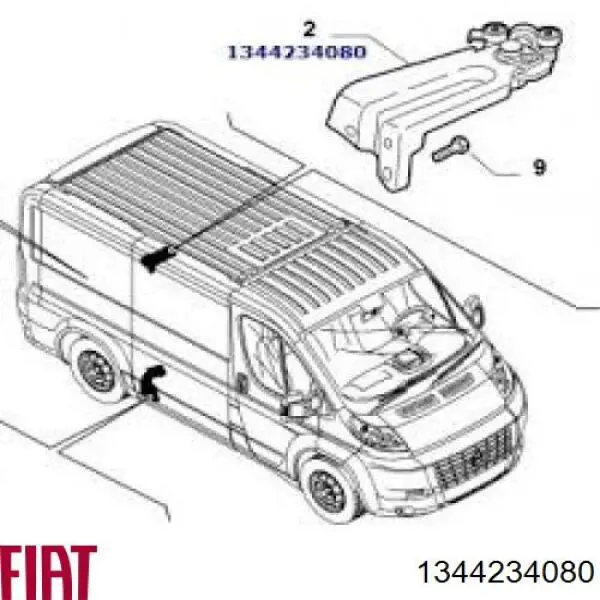 Rodillo superior derecho de puerta corrediza 1344234080 Fiat/Alfa/Lancia