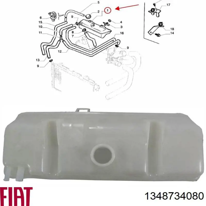 1348734080 Fiat/Alfa/Lancia botella de refrigeración