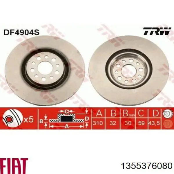 Frenos delanteros Fiat/Alfa/Lancia 1355376080 precio, desde 57,85 EUR